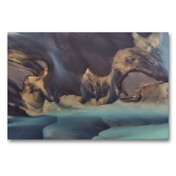 Premium Textil-Leinwand 90 x 60 cm Quer-Format Farbenspiel – Asche, Mineralien, Strömungen – ein Fluss aus der Luft | Wandbild, HD-Bild auf Keilrahmen, Fertigbild auf hochwertigem Vlies, Leinwanddruck von Klaus Gerken