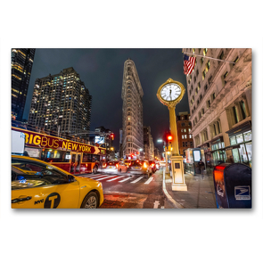 Premium Textil-Leinwand 90 x 60 cm Quer-Format Flatiron Building am Madison Square Park 23 Street | Wandbild, HD-Bild auf Keilrahmen, Fertigbild auf hochwertigem Vlies, Leinwanddruck von Kurt Krause