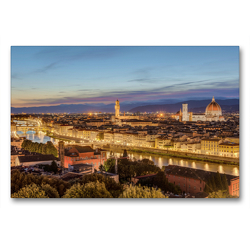 Premium Textil-Leinwand 90 x 60 cm Quer-Format Florenz am Abend | Wandbild, HD-Bild auf Keilrahmen, Fertigbild auf hochwertigem Vlies, Leinwanddruck von Michael Valjak