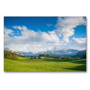 Premium Textil-Leinwand 90 x 60 cm Quer-Format Frühling am Watzmann | Wandbild, HD-Bild auf Keilrahmen, Fertigbild auf hochwertigem Vlies, Leinwanddruck von Martin Wasilewski