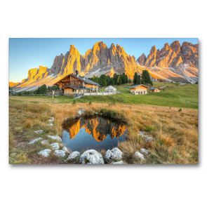 Premium Textil-Leinwand 90 x 60 cm Quer-Format Geisleralm in Südtirol | Wandbild, HD-Bild auf Keilrahmen, Fertigbild auf hochwertigem Vlies, Leinwanddruck von Michael Valjak