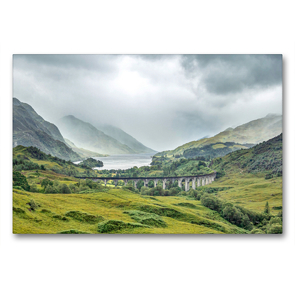 Premium Textil-Leinwand 90 x 60 cm Quer-Format Glenfinnan-Viadukt in den schottischen Highlands | Wandbild, HD-Bild auf Keilrahmen, Fertigbild auf hochwertigem Vlies, Leinwanddruck von Akrema-Photography