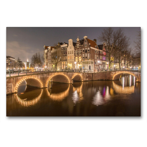 Premium Textil-Leinwand 90 x 60 cm Quer-Format Grachten, Amsterdam | Wandbild, HD-Bild auf Keilrahmen, Fertigbild auf hochwertigem Vlies, Leinwanddruck von Tom van Dutch