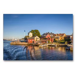 Premium Textil-Leinwand 90 x 60 cm Quer-Format Hafen der Insel Sandhamn | Wandbild, HD-Bild auf Keilrahmen, Fertigbild auf hochwertigem Vlies, Leinwanddruck von Christian Müringer