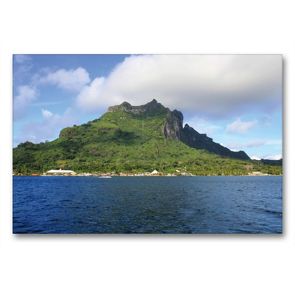 Premium Textil-Leinwand 90 x 60 cm Quer-Format Hafen Vaitape von Bora Bora in der Südsee | Wandbild, HD-Bild auf Keilrahmen, Fertigbild auf hochwertigem Vlies, Leinwanddruck von Jana Thiem-Eberitsch