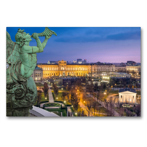 Premium Textil-Leinwand 90 x 60 cm Quer-Format Heldenplatz mit Neuer Burg | Wandbild, HD-Bild auf Keilrahmen, Fertigbild auf hochwertigem Vlies, Leinwanddruck von Karl Heindl