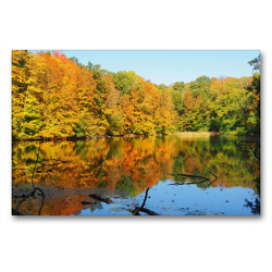 Premium Textil-Leinwand 90 x 60 cm Quer-Format Herbststimmung am Giksteich | Wandbild, HD-Bild auf Keilrahmen, Fertigbild auf hochwertigem Vlies, Leinwanddruck von Thilo Seidel