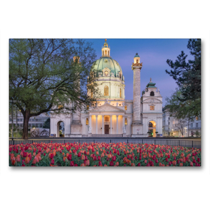 Premium Textil-Leinwand 90 x 60 cm Quer-Format Karlskirche | Wandbild, HD-Bild auf Keilrahmen, Fertigbild auf hochwertigem Vlies, Leinwanddruck von Karl Heindl