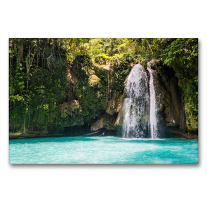 Premium Textil-Leinwand 90 x 60 cm Quer-Format KAWASAN FALLS CEBU | Wandbild, HD-Bild auf Keilrahmen, Fertigbild auf hochwertigem Vlies, Leinwanddruck von www.lets-do-this.de