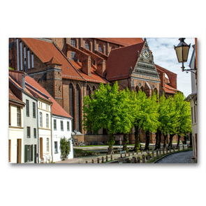 Premium Textil-Leinwand 90 x 60 cm Quer-Format Kirchhof der Stadtkirche St. Nikolai | Wandbild, HD-Bild auf Keilrahmen, Fertigbild auf hochwertigem Vlies, Leinwanddruck von Holger Felix