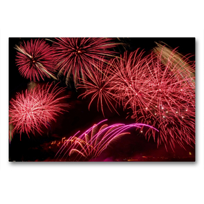 Premium Textil-Leinwand 90 x 60 cm Quer-Format Kölner Lichter – Sinfonie in Rot | Wandbild, HD-Bild auf Keilrahmen, Fertigbild auf hochwertigem Vlies, Leinwanddruck von Elisabeth Schittenhelm