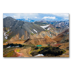 Premium Textil-Leinwand 90 x 60 cm Quer-Format Landmannalaugar | Wandbild, HD-Bild auf Keilrahmen, Fertigbild auf hochwertigem Vlies, Leinwanddruck von Frauke Scholz