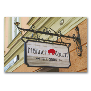 Premium Textil-Leinwand 90 x 60 cm Quer-Format Landshut – AUSHÄNGE-Schild | Wandbild, HD-Bild auf Keilrahmen, Fertigbild auf hochwertigem Vlies, Leinwanddruck von Angelika Keller