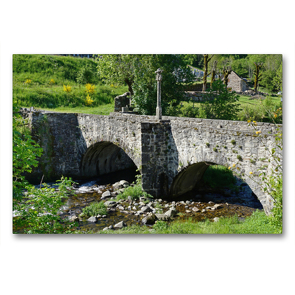 Premium Textil-Leinwand 90 x 60 cm Quer-Format Le pont des Pélerins – Saint-Chély-d’Aubrac – Dep. Aveyron | Wandbild, HD-Bild auf Keilrahmen, Fertigbild auf hochwertigem Vlies, Leinwanddruck von Flori0