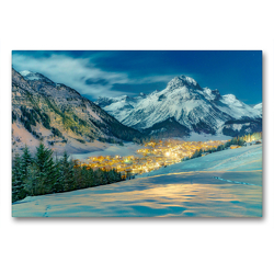 Premium Textil-Leinwand 90 x 60 cm Quer-Format Lech am Arlber mit Blick auf Omesberg und Rüfikopf | Wandbild, HD-Bild auf Keilrahmen, Fertigbild auf hochwertigem Vlies, Leinwanddruck von studio-fifty-five