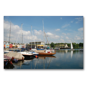 Premium Textil-Leinwand 90 x 60 cm Quer-Format Leipziger Neuseenland – Cospudener See – Hafen Zöbigker | Wandbild, HD-Bild auf Keilrahmen, Fertigbild auf hochwertigem Vlies, Leinwanddruck von Karl Detlef Mai