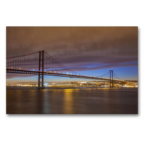 Premium Textil-Leinwand 90 x 60 cm Quer-Format Lissabon – Ponte 25 de Abril | Wandbild, HD-Bild auf Keilrahmen, Fertigbild auf hochwertigem Vlies, Leinwanddruck von TJPhotography