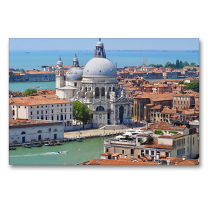 Premium Textil-Leinwand 90 x 60 cm Quer-Format Luftaufnahme von Santa Maria della Salute in Venedig | Wandbild, HD-Bild auf Keilrahmen, Fertigbild auf hochwertigem Vlies, Leinwanddruck von Marion Meyer © Stimmungsbilder1