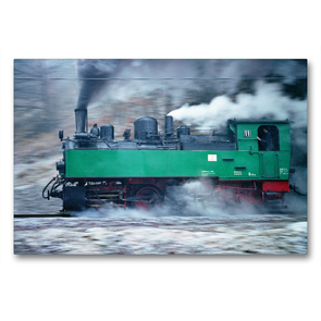 Premium Textil-Leinwand 90 x 60 cm Quer-Format Malletlok NWE11 mit Volldampf auf der Selketalbahn | Wandbild, HD-Bild auf Keilrahmen, Fertigbild auf hochwertigem Vlies, Leinwanddruck von Michael Bromm