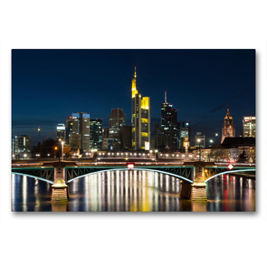 Premium Textil-Leinwand 90 x 60 cm Quer-Format Manhattan, Framkfurt a. M. | Wandbild, HD-Bild auf Keilrahmen, Fertigbild auf hochwertigem Vlies, Leinwanddruck von Tom van Dutch