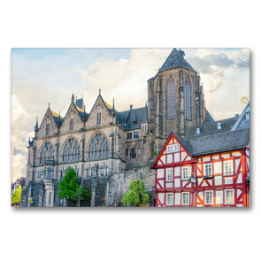 Premium Textil-Leinwand 90 x 60 cm Quer-Format Marburg Impressionen | Wandbild, HD-Bild auf Keilrahmen, Fertigbild auf hochwertigem Vlies, Leinwanddruck von Dirk Meutzner