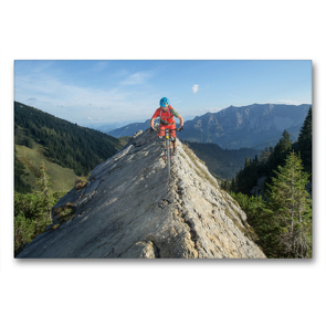 Premium Textil-Leinwand 90 x 60 cm Quer-Format Mit dem Mountainbike auf einem Grad | Wandbild, HD-Bild auf Keilrahmen, Fertigbild auf hochwertigem Vlies, Leinwanddruck von Franz Faltermaier