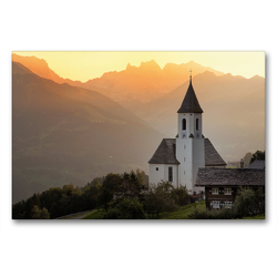 Premium Textil-Leinwand 90 x 60 cm Quer-Format Montafon – Kirche Maria Empfängnis in Innerberg | Wandbild, HD-Bild auf Keilrahmen, Fertigbild auf hochwertigem Vlies, Leinwanddruck von Andreas Riedmiller