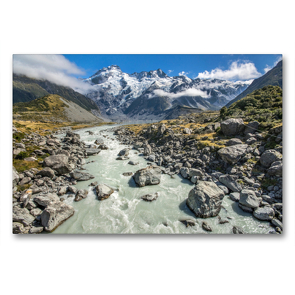 Premium Textil-Leinwand 90 x 60 cm Quer-Format Mount Cook Nationalpark | Wandbild, HD-Bild auf Keilrahmen, Fertigbild auf hochwertigem Vlies, Leinwanddruck von Katja Jentschura