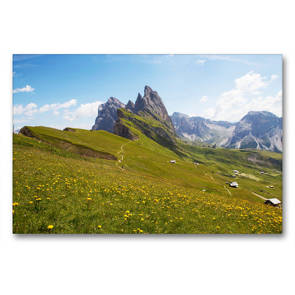 Premium Textil-Leinwand 90 x 60 cm Quer-Format Naturpark Puez-Geisler | Wandbild, HD-Bild auf Keilrahmen, Fertigbild auf hochwertigem Vlies, Leinwanddruck von Rudolf Brandstätter