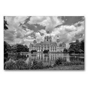 Premium Textil-Leinwand 90 x 60 cm Quer-Format Neues Rathaus in Hannover | Wandbild, HD-Bild auf Keilrahmen, Fertigbild auf hochwertigem Vlies, Leinwanddruck von kattobello