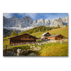 Premium Textil-Leinwand 90 x 60 cm Quer-Format Neustattalm (1.530 m) vor der Dachstein-Südwand | Wandbild, HD-Bild auf Keilrahmen, Fertigbild auf hochwertigem Vlies, Leinwanddruck von Christian Müringer