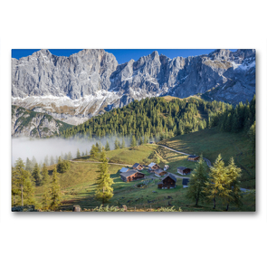 Premium Textil-Leinwand 90 x 60 cm Quer-Format Neustattalm (1.530 m) vor der Dachstein-Südwand | Wandbild, HD-Bild auf Keilrahmen, Fertigbild auf hochwertigem Vlies, Leinwanddruck von Christian Müringer