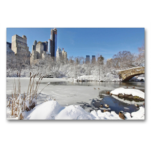 Premium Textil-Leinwand 90 x 60 cm Quer-Format New York im Frost und Schnee | Wandbild, HD-Bild auf Keilrahmen, Fertigbild auf hochwertigem Vlies, Leinwanddruck von Rose Hurley