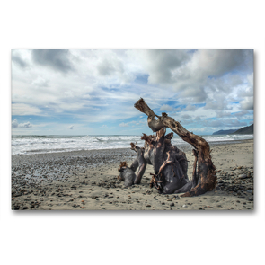 Premium Textil-Leinwand 90 x 60 cm Quer-Format Ngakawau Beach, Neuseeland | Wandbild, HD-Bild auf Keilrahmen, Fertigbild auf hochwertigem Vlies, Leinwanddruck von Katja Jentschura