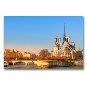 Premium Textil-Leinwand 90 x 60 cm Quer-Format Notre-Dame de Paris und die Seine | Wandbild, HD-Bild auf Keilrahmen, Fertigbild auf hochwertigem Vlies, Leinwanddruck von Alessandro Tortora