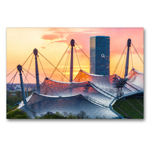 Premium Textil-Leinwand 90 x 60 cm Quer-Format Olympiastadion im Olympiapark in München | Wandbild, HD-Bild auf Keilrahmen, Fertigbild auf hochwertigem Vlies, Leinwanddruck von Werner Dieterich