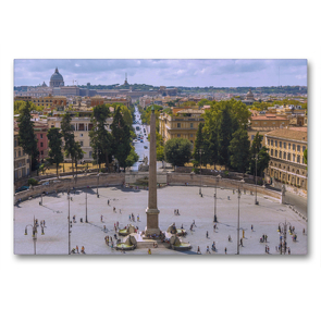 Premium Textil-Leinwand 90 x 60 cm Quer-Format Piazza del Popolo | Wandbild, HD-Bild auf Keilrahmen, Fertigbild auf hochwertigem Vlies, Leinwanddruck von Hanna Wagner