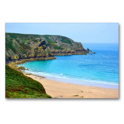 Premium Textil-Leinwand 90 x 60 cm Quer-Format Plemont Bay | Wandbild, HD-Bild auf Keilrahmen, Fertigbild auf hochwertigem Vlies, Leinwanddruck von Gisela Scheffbuch