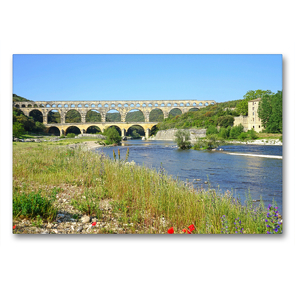 Premium Textil-Leinwand 90 x 60 cm Quer-Format Pont du Gard | Wandbild, HD-Bild auf Keilrahmen, Fertigbild auf hochwertigem Vlies, Leinwanddruck von Beate Bussenius