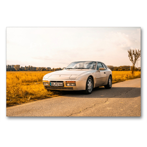 Premium Textil-Leinwand 90 x 60 cm Quer-Format Porsche 944 S2 in herbstlicher Landschaft | Wandbild, HD-Bild auf Keilrahmen, Fertigbild auf hochwertigem Vlies, Leinwanddruck von Björn Reiss