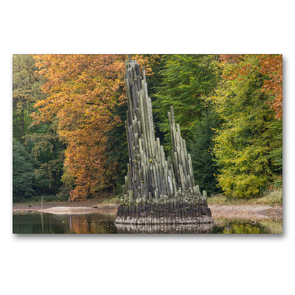 Premium Textil-Leinwand 90 x 60 cm Quer-Format Rakotzbrücke und See im Kromlauerpark | Wandbild, HD-Bild auf Keilrahmen, Fertigbild auf hochwertigem Vlies, Leinwanddruck von Michael Weirauch