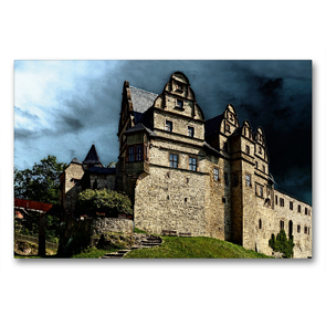 Premium Textil-Leinwand 90 x 60 cm Quer-Format Renaissanceschloss Kranichfeld der Fürsten Reuß in Thüringen | Wandbild, HD-Bild auf Keilrahmen, Fertigbild auf hochwertigem Vlies, Leinwanddruck von Flori0