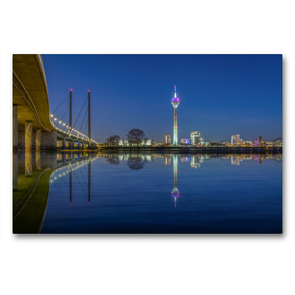 Premium Textil-Leinwand 90 x 60 cm Quer-Format Rheinturm Düsseldorf | Wandbild, HD-Bild auf Keilrahmen, Fertigbild auf hochwertigem Vlies, Leinwanddruck von Alexander Gründel