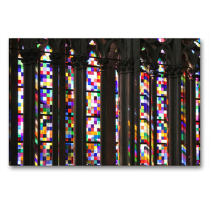 Premium Textil-Leinwand 90 x 60 cm Quer-Format Richter-Fenster im Kölner Dom | Wandbild, HD-Bild auf Keilrahmen, Fertigbild auf hochwertigem Vlies, Leinwanddruck von Elisabeth Schittenhelm