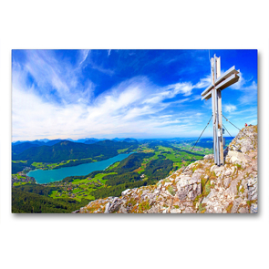 Premium Textil-Leinwand 90 x 60 cm Quer-Format Rund um den Fuschlsee | Wandbild, HD-Bild auf Keilrahmen, Fertigbild auf hochwertigem Vlies, Leinwanddruck von Christa Kramer