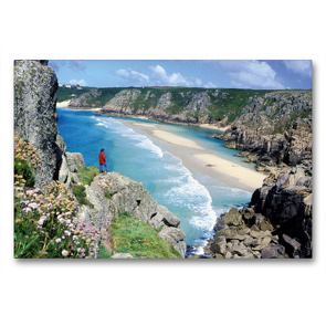 Premium Textil-Leinwand 90 x 60 cm Quer-Format Sagenumwobenes Cornwall – Klippen, blaues Meer, ein Paradies im Südwesten von England | Wandbild, HD-Bild auf Keilrahmen, Fertigbild auf hochwertigem Vlies, Leinwanddruck von CALVENDO