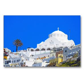 Premium Textil-Leinwand 90 x 60 cm Quer-Format Santorini – Königin der griechischen Inseln | Wandbild, HD-Bild auf Keilrahmen, Fertigbild auf hochwertigem Vlies, Leinwanddruck von Melanie Sommer