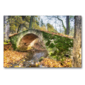 Premium Textil-Leinwand 90 x 60 cm Quer-Format Schafsbrücke im Kemnitzbachtal im Burgsteingebiet aus dem Jahr 1652 | Wandbild, HD-Bild auf Keilrahmen, Fertigbild auf hochwertigem Vlies, Leinwanddruck von Ulrich Männel www.studio-fifty-five.de
