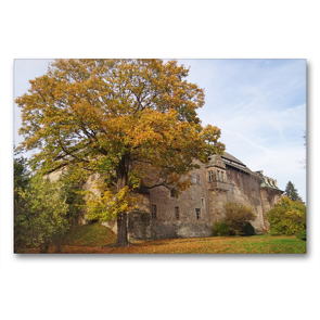 Premium Textil-Leinwand 90 x 60 cm Quer-Format Schloss Burgscheidungen/Sachsen-Anhalt | Wandbild, HD-Bild auf Keilrahmen, Fertigbild auf hochwertigem Vlies, Leinwanddruck von Flori0