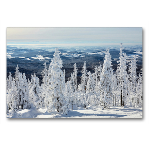 Premium Textil-Leinwand 90 x 60 cm Quer-Format Schöner stiller Winter im Nationalpark Bayerischer Wald | Wandbild, HD-Bild auf Keilrahmen, Fertigbild auf hochwertigem Vlies, Leinwanddruck von Andreas Riedmiller